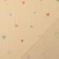 Preview: Musselin Stoff Stickerei Herzen Beige