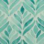 Preview: Jersey Baumwolle Theo weiß mit Blattmuster in Türkis