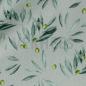Preview: Canvas Baumwolle grau mit Oliven und Blättern in mint bedruckt