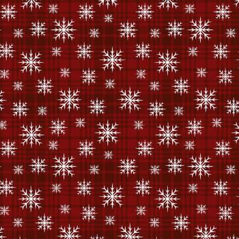 Benartex Wooly Snowflakes Plaid red (a very wooly winter)