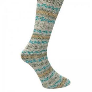 Ferner Wolle Mally Socks Farbe 130222 Weiß-Gelb-Mint-Türkis