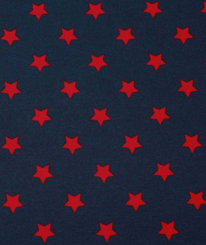 Baumwoll-Jersey Sterne Pinstars Blau-Rot