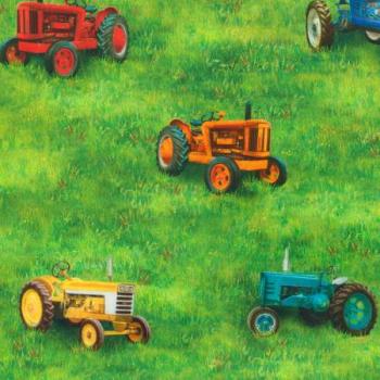 Patchworkbaumwolle Down on the Farm digital bunte Traktoren von Robert Kaufman