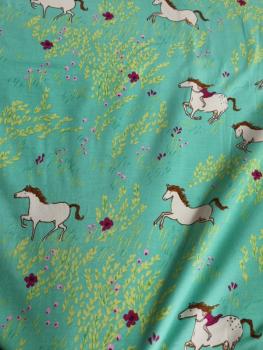 Jersey Baumwolle Design by Wee Wander Pferde mint for Michael Miller