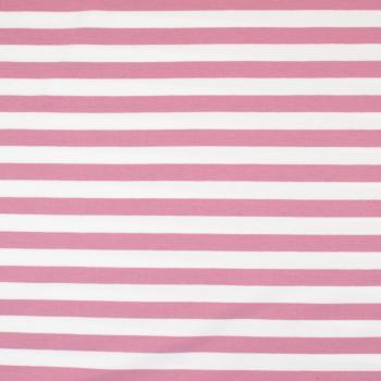 French Terry Sommer Sweat Baumwolle weiß-rosa gestreift von FVJ