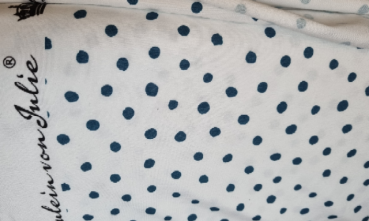 Jersey Baumwolle 95% BW 5% EA Fb weiß mit blauen Punkten