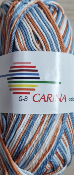 Baumwollgarn Carina Color Fb. 04 weiß-jeansblau-terracotta