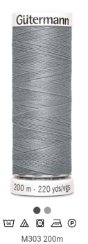 Allesnäher 200m M303 Polyester Fb. 40 Mittelgrau