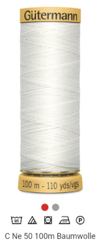 Nähgarn naturreine Baumwolle 100m Fb. 5709 weiß