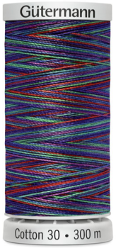 Maschinensticken / Quilten, Cotton 30, 300m Fb. 4109 Blau-Rot-Grün von Gütermann