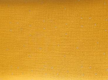 Mousseline Double Gauze Senffarben mit Silberpunkten