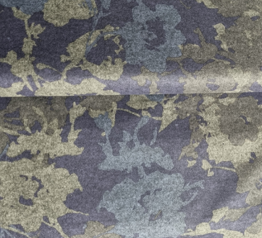 Stoff Ponti Digitaldruck Blumen Blau-lila-grau mit Elastan