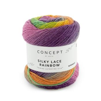 Multicolorgarn Merino mit Seide Concept Silky Lace Rainbow Fb. 306 306 - Lila-Blau-Orange