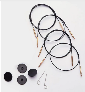 KnitPro Nadelseil 40 cm 360° drehbar schwarz mit gold