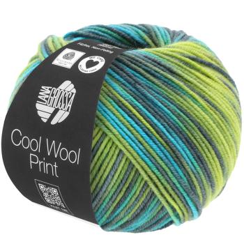 Merino Wolle Cool Wool Print Fb. 784 Gelbgrün/Türkis/Graugrün/Petrol