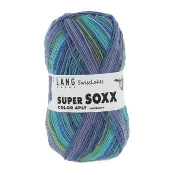Lang Super Soxx 4ply Farbe Thun blau türkis grün superwash
