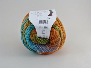 Watercolor Socks 4-fach Fb. 201 Türkis-grün-terrakotta Laines du Nord