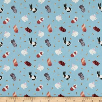 Baumwolle Patchworkstoff turquoise blue rabbits von Lewis&Irene