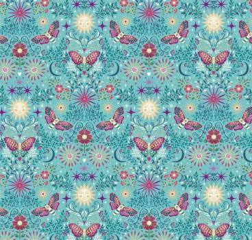 Patchworkbaumwolle Luna Night Garden 072-T Teal by Makower