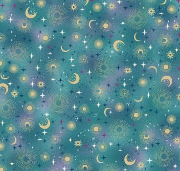 Patchworkbaumwolle Luna Constellation 073-T Teal Makower