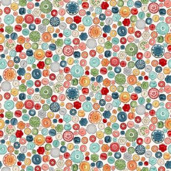 Patchworkbaumwolle Sewing Room Buttons Farbe Bunt by Makower