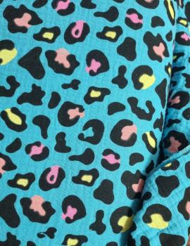 Musselin Stoff Neon Leo Print