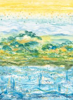 Patchworkbaumwolle Sunshine & Blue Skies Fb. Multi Hop Skip & Jump by CJP