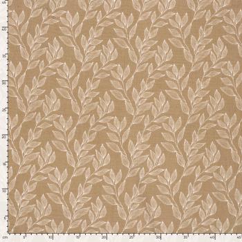 Musselin Stoff bedruckt Blatter Beige