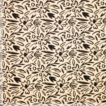 Canvas Blumen Webware Beige-Schwarz