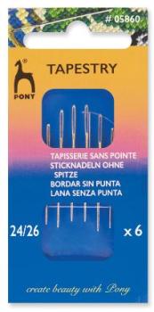 6 Sticknadeln ohne Spitze No. 24/26 mit Goldöhr
