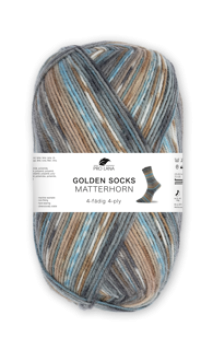 Sockenwolle 4-fädig Golden Socks Matterhorn Fb. 450-08 braun-türkis