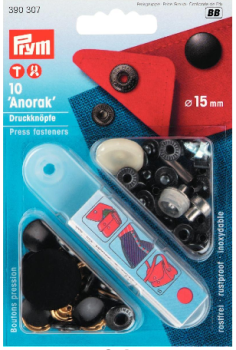 Anorak Druckknöpfe 15 mm Fb. Schwarz von Prym