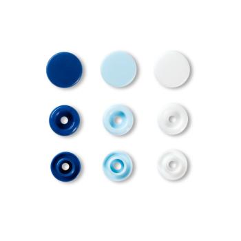 Druckknöpfe Color Snaps 12,4 mm blau weiß 393009 Prym