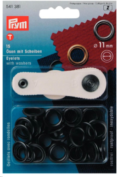 Prym 15 Ösen mit Scheiben 11 mm breit bruniert