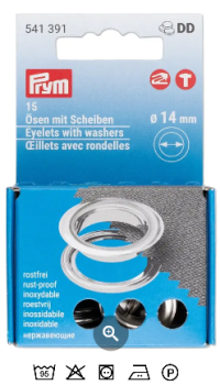 Ösen mit Scheiben 14 mm Fb. Silber Nachfüllpack 15 Stk