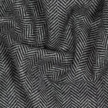 Webstoff Woll-/Polyestermischung Fischgrat Fb. Anthazit