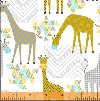 Patchworkbaumwolle Stand Tall Giraffe Fb. Weiß von Windham