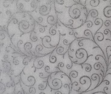 Patchworkbaumwolle Holiday Florish 15 weiß mit Silberranken von Robert Kaufman