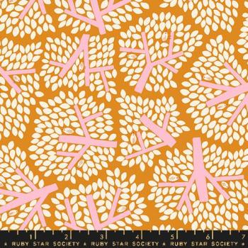 Patchworkbaumwolle Bird is the word Tumeric Fb. Orange by Kimberly Kight Ruby Star Society