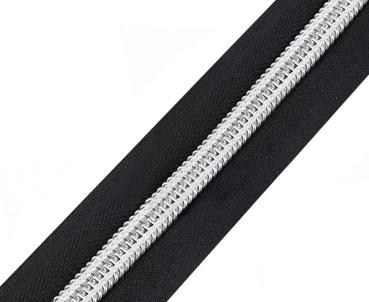 Spiral-Reißverschluss 5 mm schwarz/silber