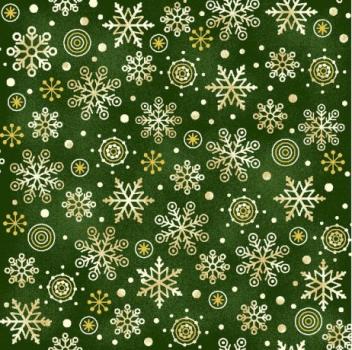 Patchworkbaumwolle Oasis Fabrics design Noel Schneeflocken beige grün