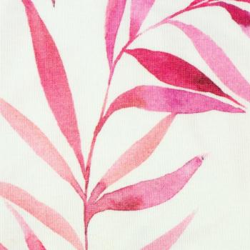 Jersey Baumwolle Theo weiß mit Blattmuster in Rosa