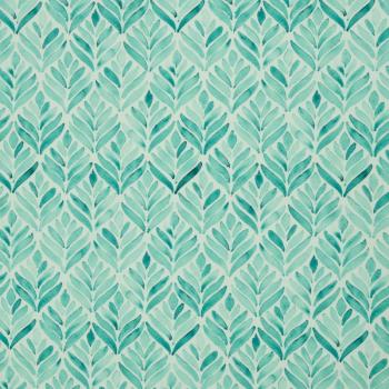 Jersey Baumwolle Theo weiß mit Blattmuster in Türkis