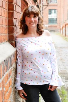 Jersey Baumwolle Flowerpop by Hip Som Hap, 778011 Tupfen, bunt/weiß
