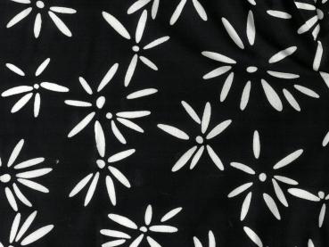 Baumwolle Stretch Druck Blüten Schwarz-weiß