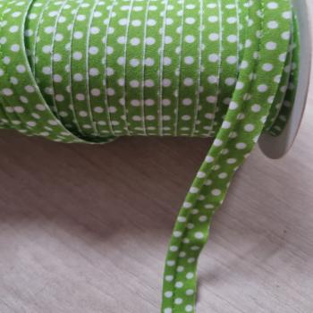 Paspelband 10mm breit apfelgrün weiß gepunktet