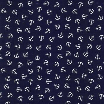 Westfalenstoffe Druckst. Hamburg Blau mit weißen Ankern
