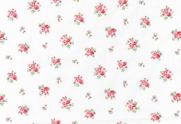 Druckstoff Baumwolle Prinzessin-Serie weiß-bunt Blumen Bouquet