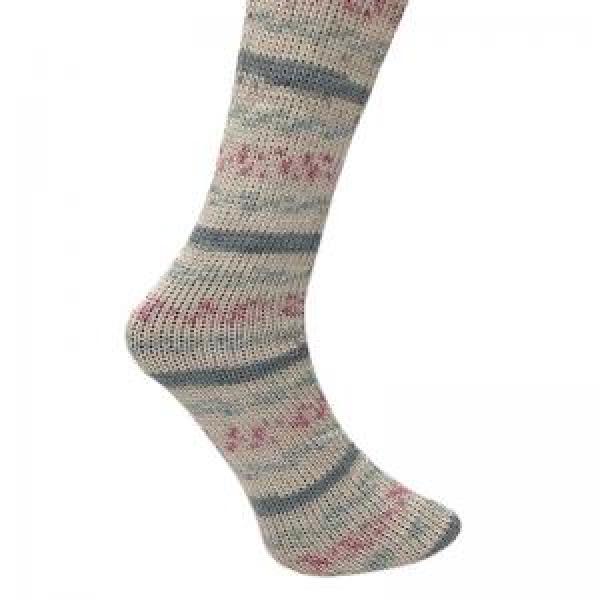 Ferner Wolle Mally Socks Valentinstagedition Farbe 120222 Weiß-Grau-Pink