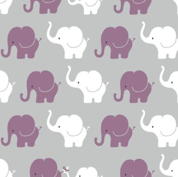 Jersey Baumwolle Elephant Parade Grau Violet